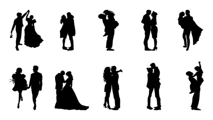 silhouettes of romance of a relationship set