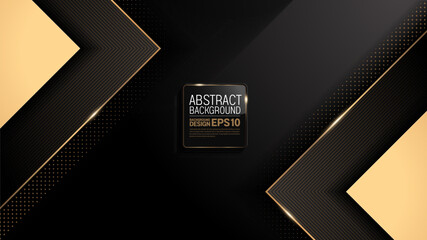 abstract premium black and gold geometric shape background, overlap layer shadow gradients, composition for illustration advertising, application, banner, media website, brochure template design