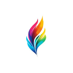 rainbow feather vecto, favorite color, symbol of freedom, icon, app