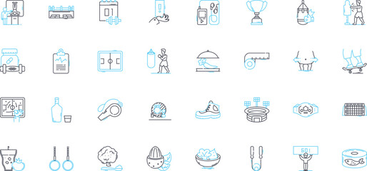 Food intake linear icons set. Nutrition, Diet, Metabolism, Portion, Calories, Digestion, Appetite line vector and concept signs. Malnutrition,Protein,Fiber outline illustrations