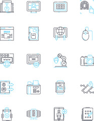Appliance linear icons set. Refrigerator, Microwave, Dishwasher, Oven, Blender, Juicer, Food processor line vector and concept signs. Toaster,Coffee maker,Kettle outline illustrations