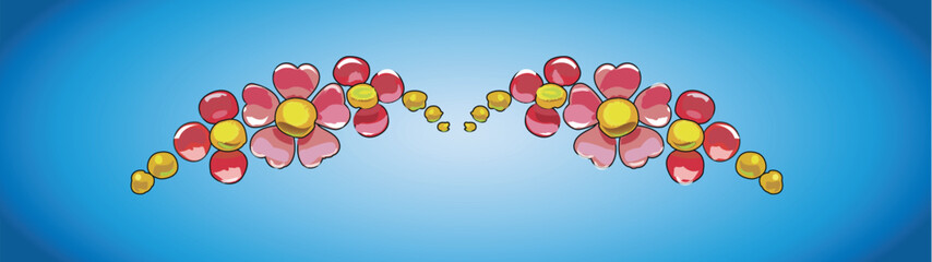 Flores fileteadas con la técnica de fileteado porteño, típicos de Buenos Aires, Argentina usados para ornamentar todo tipo de objetos como carros autobuses o carteles.