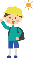 ランドセルを背負って登校している男の子・小学生・イラスト