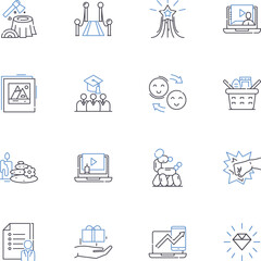 surrealism art line icons collection. Dreamlike, Oddity, Absurdity, Fantasy, Illusion, Enigma, Unconventional vector and linear illustration. Quirk,Esoteric,Otherworldly outline signs set