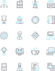 Budget plan linear icons set. Frugal, Savings, Financial, Economical, Affordable, Thrifty, My-smart line vector and concept signs. Strategic,Planning,Budgeting outline illustrations