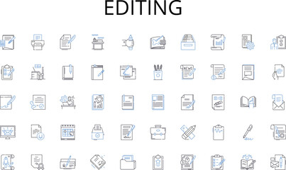 Editing line icons collection. Employment, Opportunities, Positions, Listings, Jobs, Hiring, Applicant vector and linear illustration. Recruitment,Search,Resume outline signs set