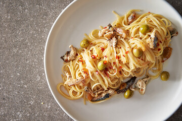 Mackerel Oil Pasta, pasta with sauce