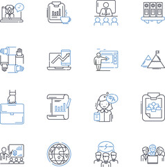 Business methodology line icons collection. Strategy, Innovate, Efficiency, Management, Optimization, Analysis, Agility vector and linear illustration. Lean,Synergy,Tactics outline signs set
