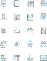 Customer support linear icons set. Empathy, Resolution, Patience, Communication, Helpfulness, Availability, Responsiveness line vector and concept signs. Satisfaction,Feedback,Quality outline