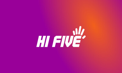 A purple and orange background with the words hi five and hand