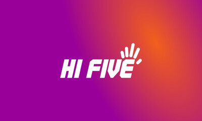 A purple and orange background with the words hi five and hand © Bi.Std