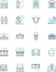 Planners linear icons set. Scheduling, Calendars, Time-management, Organization, Productivity, Efficiency, Task-list line vector and concept signs. Agendas,Meetings,Deadlines outline illustrations