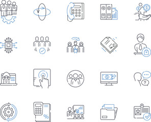 Career nerking line icons collection. Nerking, Connections, Job search, Mentors, Opportunities, Professionalism, Growth vector and linear illustration. Industry,Employment,Collaboration outline signs