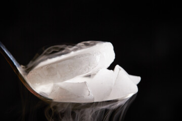 dry ice smoke on black background