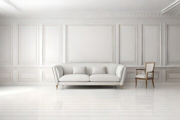 Premium luxury empty room with sofa and armchair. Modern living room design concepts