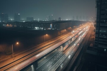 Fototapeta na wymiar Beautiful view of the city highway. Generative AI