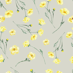 simple elegant buttercup flower seamless pattern