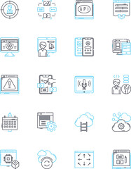 Market segmentation linear icons set. Demographics, Psychographics, Geographics, Lifestyle, Behavior, Targeting, Clustering line vector and concept signs. Generative AI