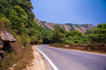 Charmadi Ghat, Mudigere, Karnataka india- 11th april 2023 : Charmadi ghat, one of the western ghat section of south karnataka, India.