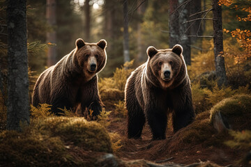 Obraz na płótnie Canvas Brown Bears in wild