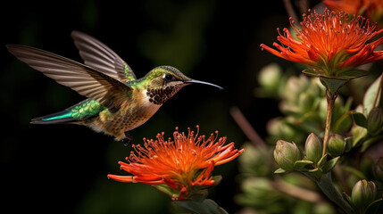 Fototapeta na wymiar hummingbird and flowers