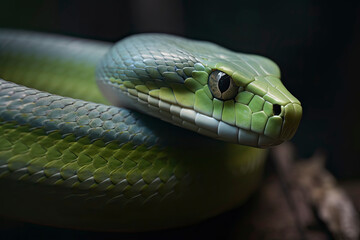 Fototapeta premium Close up view of dangerous green snake