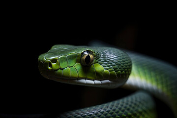 Fototapeta premium Close up view of dangerous green snake