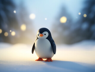 A penguin in the snow