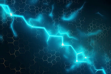 electric lightning honeycomb background in vector - obrazy, fototapety, plakaty