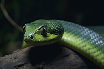 Fototapeta premium Close up view of dangerous green snake