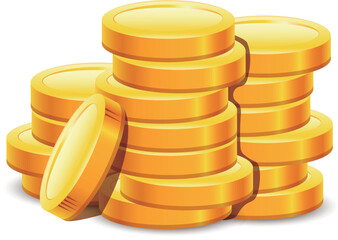 Gold coin. Stack of gold coins in a cartoon style game. Game icons. Vector.
