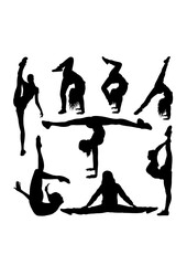 Female gymnastics sport silhouettes
