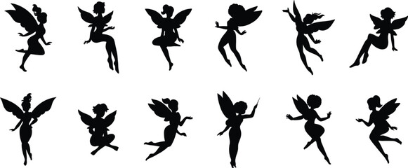 silhouettes of fairy girls 10 pic set
