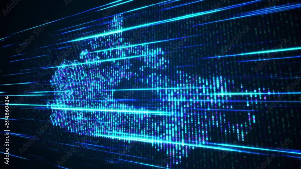 Poster abstract futuristic blue shinny binary digital number mosaic grid map of canada perspective motion v