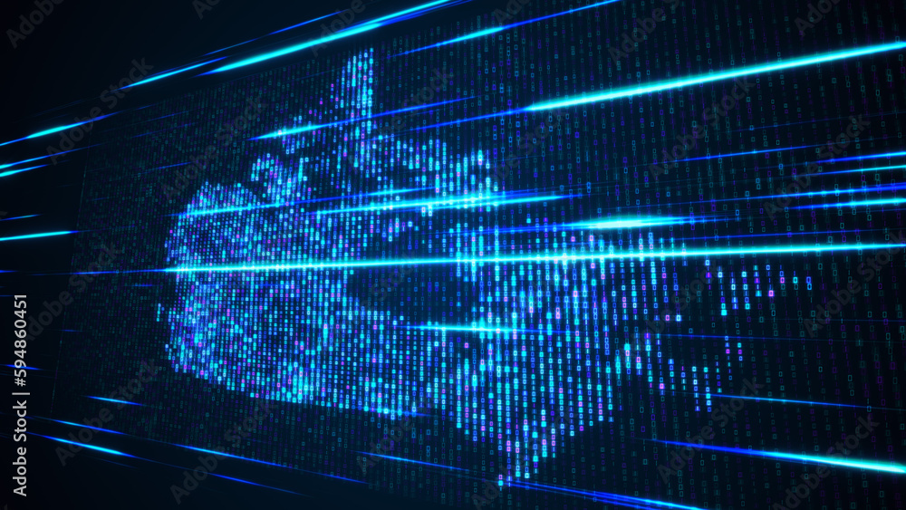 Poster abstract futuristic blue shinny binary digital number mosaic grid map of canada perspective view wit