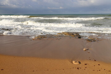Coast of the Mediterranean Sea in northern Israel.