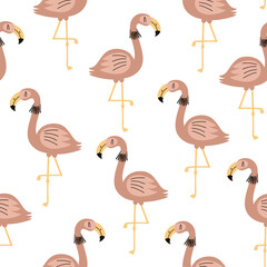 Seamless pattern with cute flamingos. Vector illustration for your design