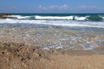 Coast of the Mediterranean Sea in northern Israel.