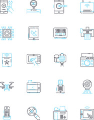Tool management linear icons set. Organization, Tracking, Inventory, Optimization, Accountability, Efficiency, Maintenance line vector and concept signs. Safety,Productivity,Automation Generative AI