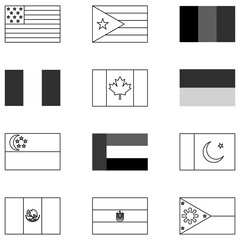 set of black white flags