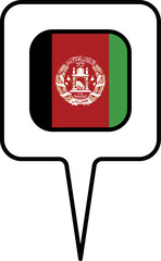 Afghanistan flag Map pointer icon, square design.