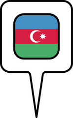 Azerbaijan flag Map pointer icon, square design.