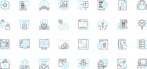 Risk assessment linear icons set. Probability, Threat, Hazard, Vulnerability, Damage, Exposure, Mitigation line vector and concept signs. Resilience,Consequence,Preparedness outline Generative AI