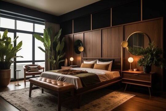 Masculine mid century modern bedroom online
