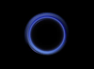 Neon swirl. Curve blue line light effect. Abstract ring background with glowing swirling background. Energy flow tunnel. Blue portal, platform. Magic circle vector.