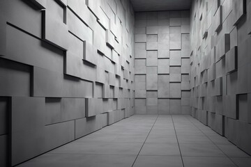 Polished, Concrete Wall background with tiles. 3D, tile Wallpaper with Rectangular, Futuristic blocks. 3D Render. Generative AI