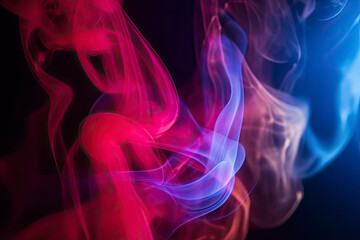 Dramatic smoke and fog in contrasting vivid red, blue, and purple colors. Vivid and intense abstract background