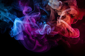 Fototapeta premium Dramatic smoke and fog in contrasting vivid red, blue, and purple colors. Vivid and intense abstract background