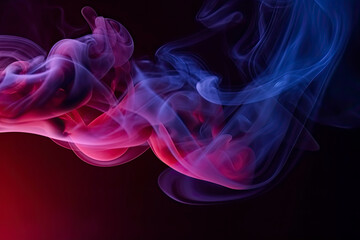 Obraz premium Dramatic smoke and fog in contrasting vivid red, blue, and purple colors. Vivid and intense abstract background