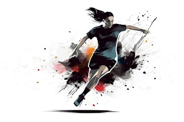 Fototapeta premium football soccer player woman in action isolated white background